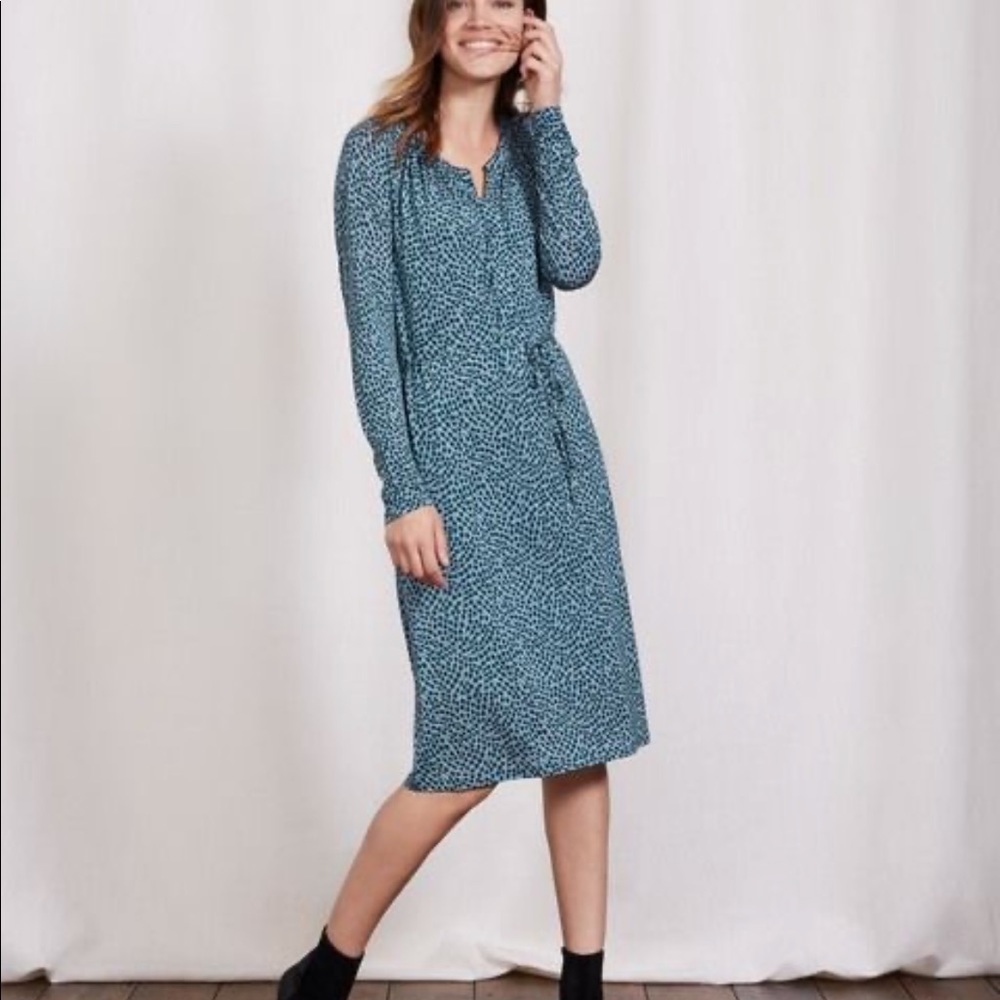 Boden Audrey Blue Floral Jersey Shirt Dress 6R
